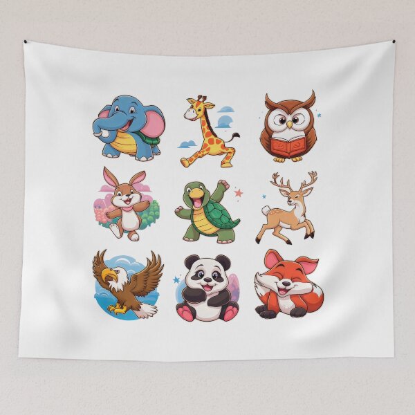 Item preview, ten-style cartoon animal stickers designed and sold by Firas Aljazzar.
