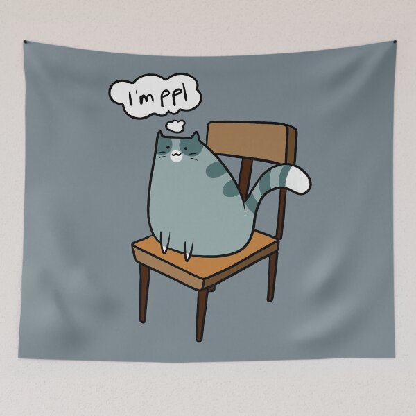 Item preview, Gray Cat Sitting in a Chair Thinking "I'm ppl" designed and sold by SaradaBoru.