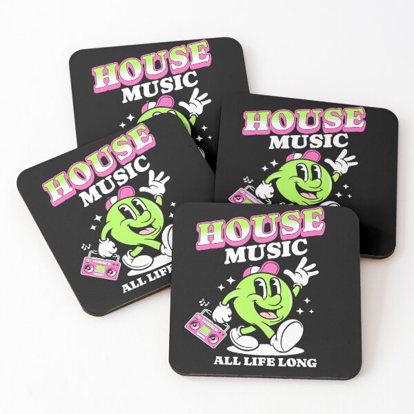 Item preview, HOUSE MUSIC  - Retro Mascot All Life Long (white/lime/pink)  designed and sold by Discothreadz.