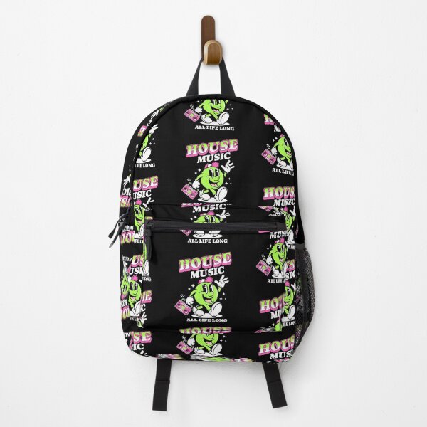 Item preview, HOUSE MUSIC - Retro Mascot All Life Long (white/lime/pink) designed and sold by Discothreadz.