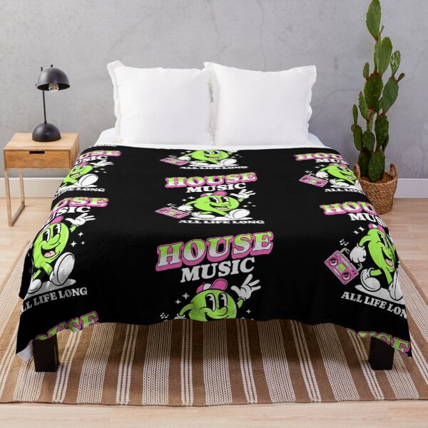Item preview, HOUSE MUSIC - Retro Mascot All Life Long (white/lime/pink) designed and sold by Discothreadz.