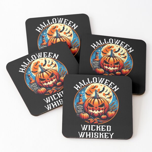 Item preview, Halloween Wicked Whiskey Pop Art Retro Pumpkin, Whiskey, Full moon, Bats designed and sold by Wolvescreate.