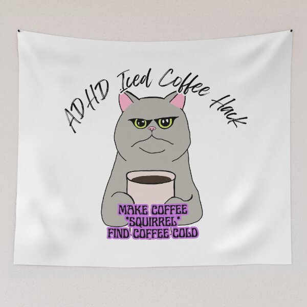 Item preview, ADHD Iced Coffee Cat designed and sold by Kristi Brooks.