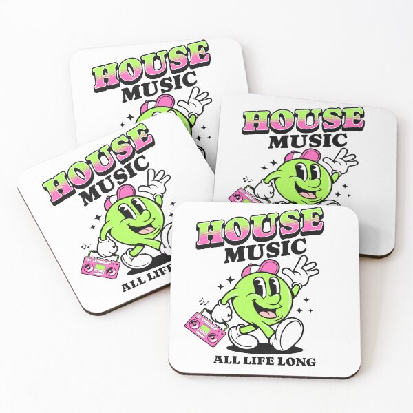 Item preview, HOUSE MUSIC  - Retro Mascot All Life Long (black/lime/pink)  designed and sold by Discothreadz.