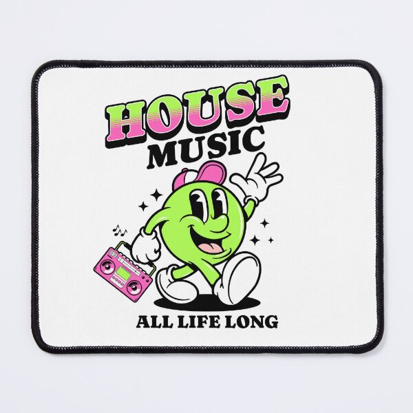 Item preview, HOUSE MUSIC  - Retro Mascot All Life Long (black/lime/pink)  designed and sold by Discothreadz.