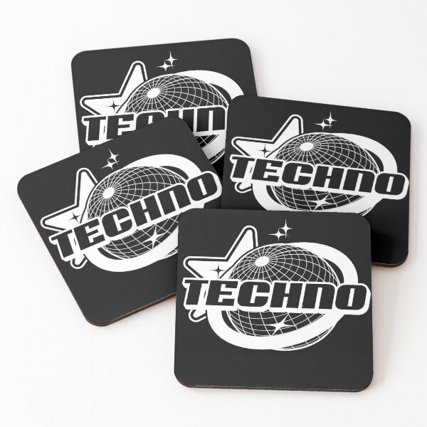 Item preview, TECHNO  - Y2K Grid Globe Stars (white) designed and sold by Discothreadz.