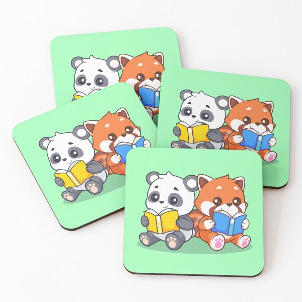 Item preview, Panda Pals: Cute Red Panda Reading Cartoon Vector Icon designed and sold by hjian8219.
