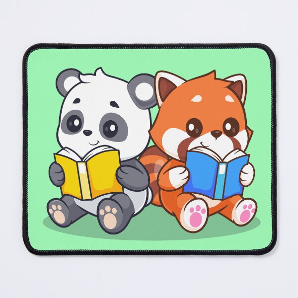 Item preview, Panda Pals: Cute Red Panda Reading Cartoon Vector Icon designed and sold by hjian8219.