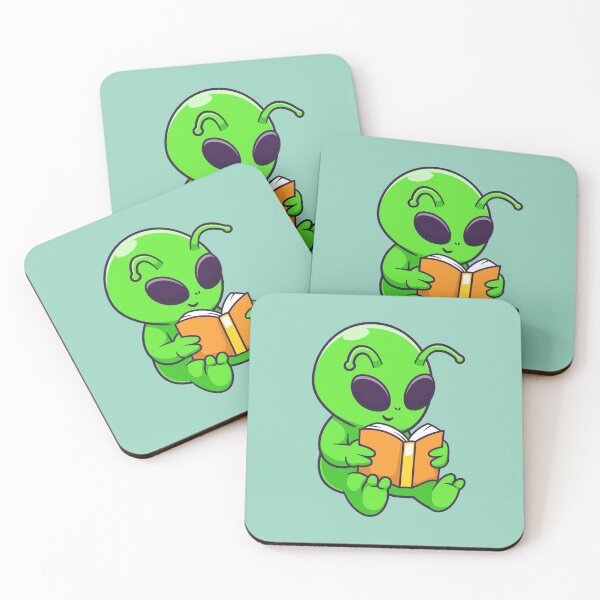 Item preview, Cosmic Scholar: Cute Alien Reading Cartoon Vector Icon designed and sold by hjian8219.