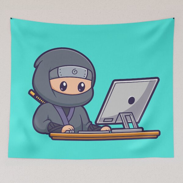 Item preview, "Tech Ninja: Cute Cartoon Vector Icon" designed and sold by hjian8219.