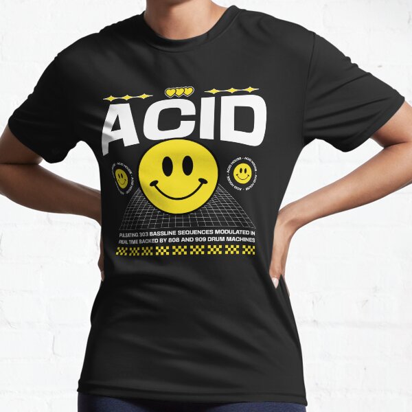 Item preview, ACID HOUSE - 3 Smileys nebeneinander (weiß/gelb) designed and sold by Discothreadz.