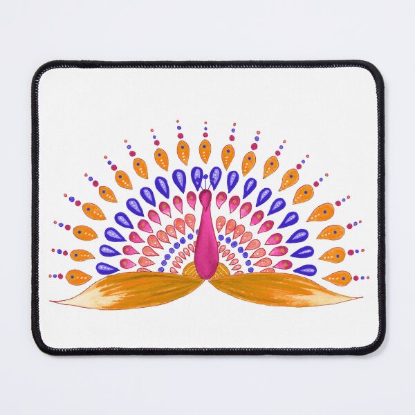 Item preview, Mandala peacock - orange, pink and blue designed and sold by Home Cyn Home.