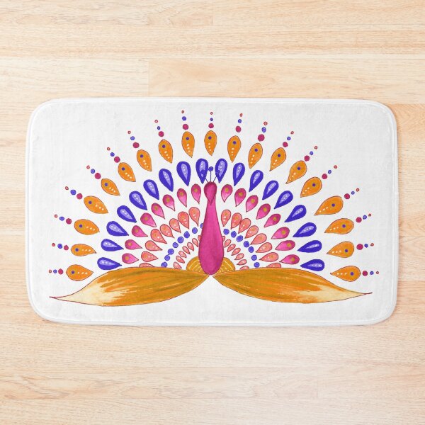 Item preview, Mandala peacock - orange, pink and blue designed and sold by Home Cyn Home.