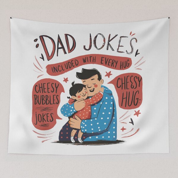 Item preview, Cheesy Dad Jokes Hug: Heartwarming Father's Day Illustration designed and sold by HahaHandlesHub.