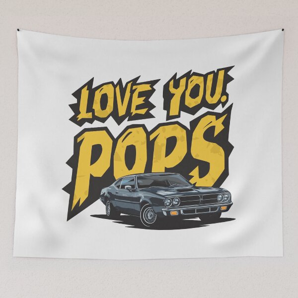 Item preview, Love You, Pops! Vintage Car Father's Day Typography Art designed and sold by HahaHandlesHub.
