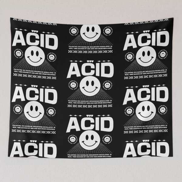 Item preview, ACID HOUSE  - 3 Smiley's Side By Side (white)  designed and sold by Discothreadz.