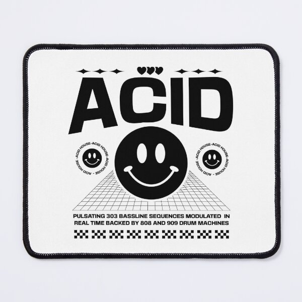 Item preview, ACID HOUSE - 3 Smiley's Side By Side (black) designed and sold by Discothreadz.