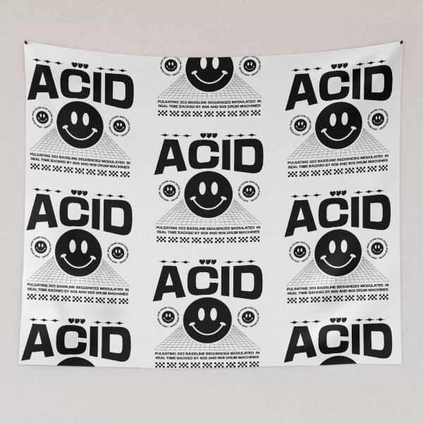 Item preview, ACID HOUSE  - 3 Smiley's Side By Side (black)  designed and sold by Discothreadz.