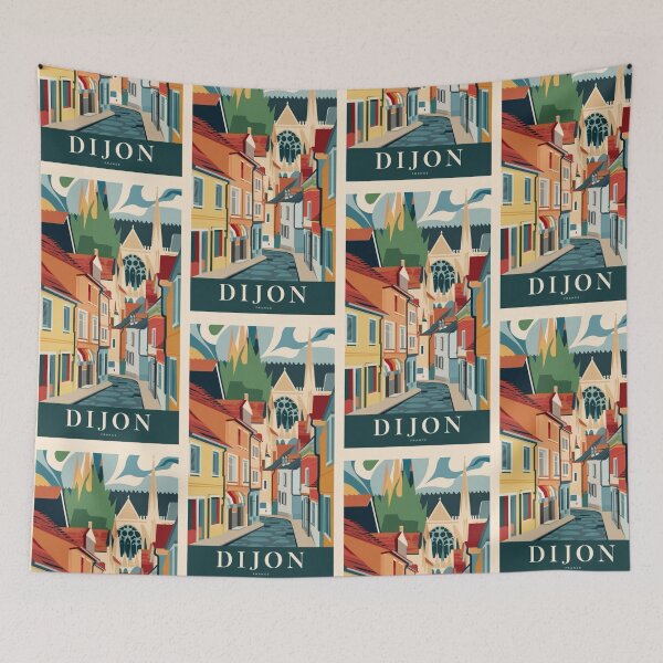 Item preview, Dijon, France. Vibrant and Colorful StreetScape Travel Poster.  Art By Carraann  designed and sold by CARRAANN.