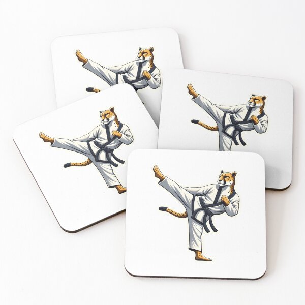 Item preview, Black belt cheetah taekwondo fighter  designed and sold by Animalpetslover.