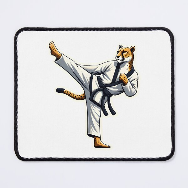 Item preview, Black belt cheetah taekwondo fighter designed and sold by Animalpetslover.