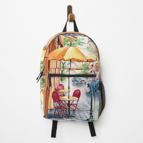 Item preview, Retro Paris Café: Cozy Charm with Yellow Umbrella…..By Carraann  designed and sold by CARRAANN.