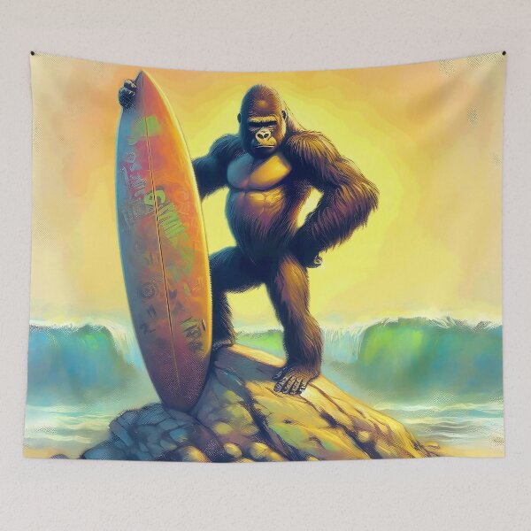 Item preview, Gorilla with surfboard designed and sold by Thedigital91.