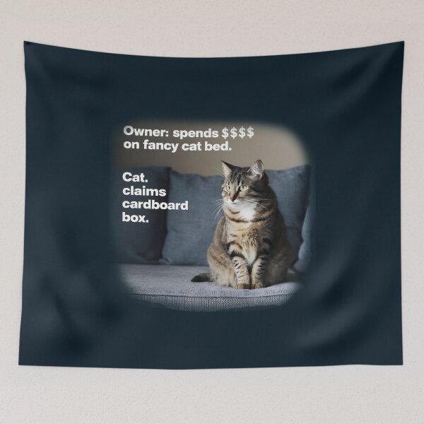 Item preview, Feline Fickle: Cat's Preference Over Fancy Beds vs. Cardboard Boxes designed and sold by FEBRICAST.