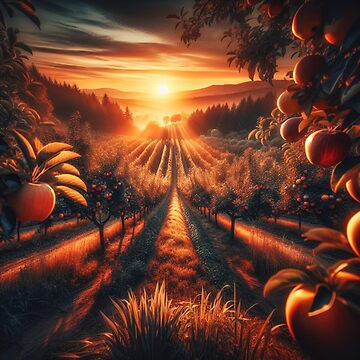 Artwork thumbnail, Orchard at Sunset by LenCarol