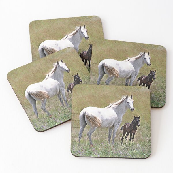 Item preview, WHITE ANDALUSIAN MARE AND FOAL, BEAUTIFULL DESIGNS FOR HORSE LOVERS designed and sold by Barbara Jean Photo Art And Design.