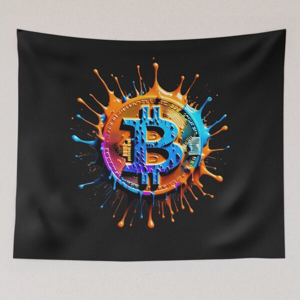 Item preview, Color Splashes Blue Orange Bitcoin Logo designed and sold by ChristianSchh.