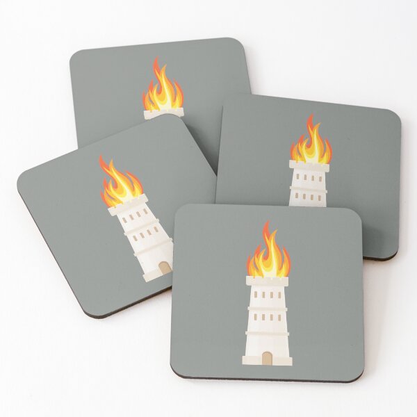 Item preview, A white tower topped with flames patten on smoke grey designed and sold by ArtCounts.