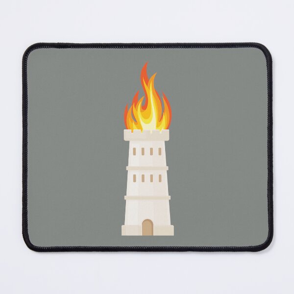 Item preview, A white tower topped with flames patten on smoke grey designed and sold by ArtCounts.