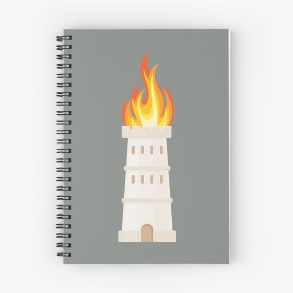 Item preview, A white tower topped with flames patten on smoke grey designed and sold by ArtCounts.