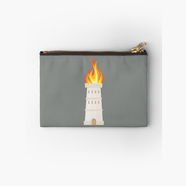 Item preview, A white tower topped with flames patten on smoke grey designed and sold by ArtCounts.