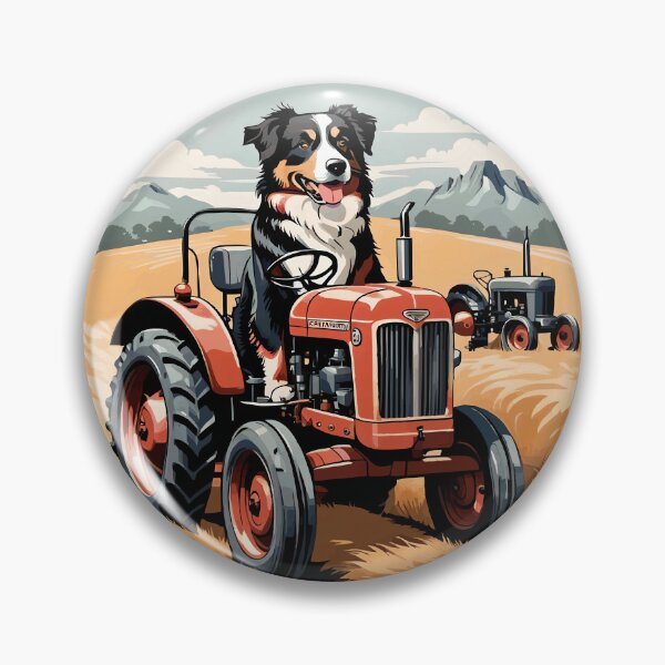 Item preview, Australian Shepherd Dog Driving a Vintage Tractor designed and sold by Ameiva-Apparel.