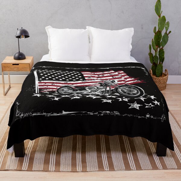 Item preview, American Pride Motorcycle T-Shirt - Vintage USA Flag and Bike Design designed and sold by HOMEDESIGNPRINT.