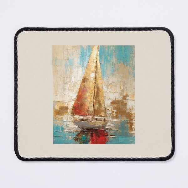 Item preview, Lake reflection with yatch in vintage designed and sold by CosmicNook1.