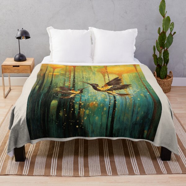 Item preview, Two hummingbirds in a magical fantasy forest designed and sold by CosmicNook1.