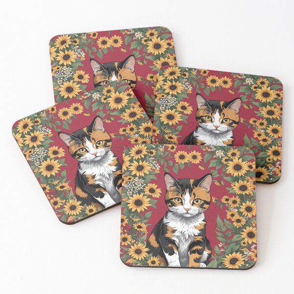 Item preview, Maryland Calico Cat And Black Eyed Susan Flowers 3 designed and sold by taiche.