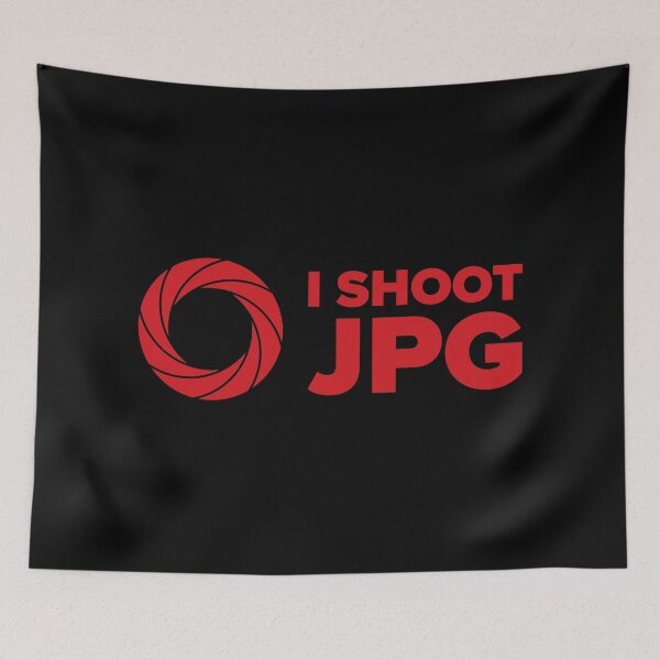 Item preview, I Shoot JPG V3 (Red Text on Black) designed and sold by STUDIO-72.