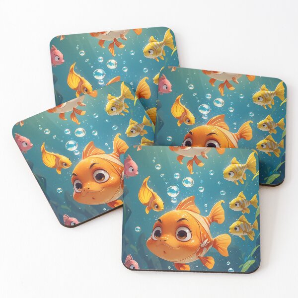 Item preview, The real goldfish are curiously nibbling at the crackers, creating a playful interaction designed and sold by arjad3n.