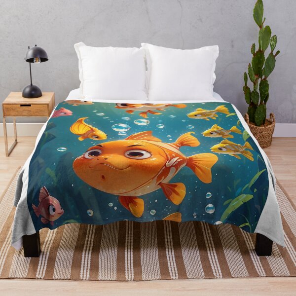 Item preview, The real goldfish are curiously nibbling at the crackers, creating a playful interaction designed and sold by arjad3n.