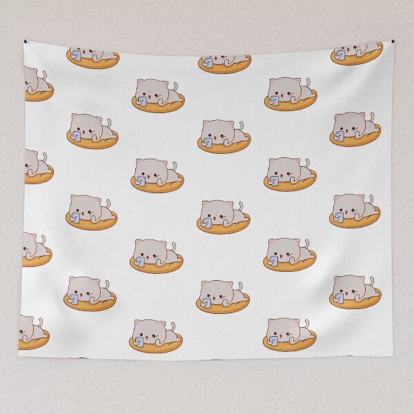 Item preview, Cute Milk and Mochi Peach cat love chat  designed and sold by ThePurplePrints.