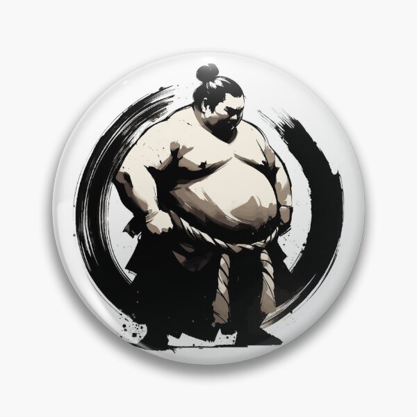 Item preview, Sumie Enso Circle Japanese Brushstroke Sumo Wrestler designed and sold by TomFrontierArt.