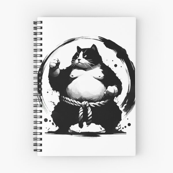 Item preview, Sumo Cat Wrestler Sumie Enso Circle Japanese Brushstroke designed and sold by TomFrontierArt.