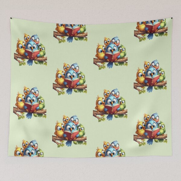Item preview, A bunch of funny birds reading a book designed and sold by LoneAngel.
