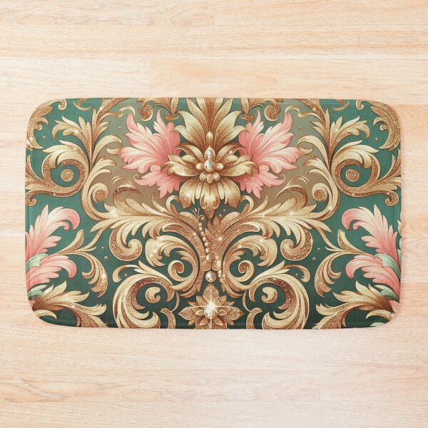 Item preview, Pink, Gold & Matte Green Damask designed and sold by DesignsByPrnces.