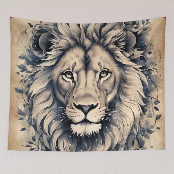 Item preview, Majestic Lion: Ink Illustration on Parchment designed and sold by ByteyCreatives.