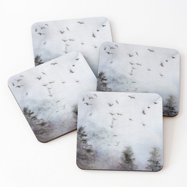 Item preview, Foggy mysterious forest watercolor art designed and sold by FleurDesign.